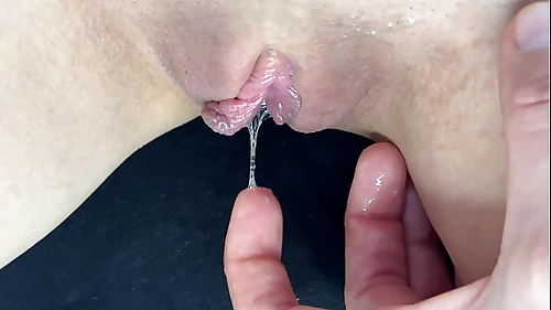 Squirting Orgasm and fingering dripping wet juicy pussy teen 18yo close up